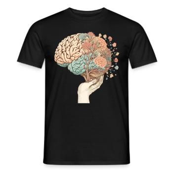 Spring Flowers Floral Brain Neurologist Neuro Scie - Men's T-Shirt - black - Front - AI Model Male 178 light (178cm)