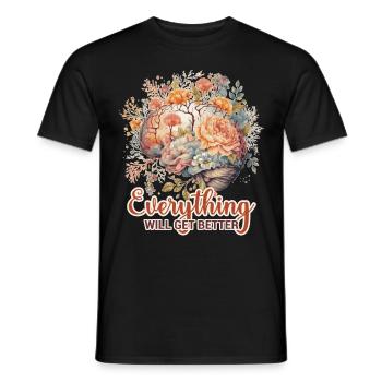 Everything Will Get Better Brain Flower Positive A - Men's T-Shirt - black - Front - AI Model Male 178 light (178cm)
