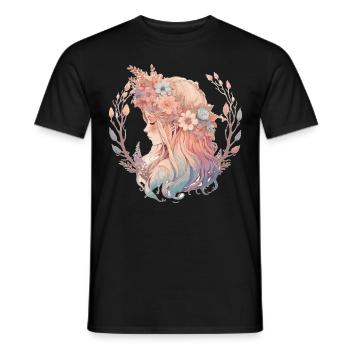 Beautiful Flower Crown Girl Pastel Fairy Cottageco - Männer T-Shirt - Schwarz - Vorne - AI Model Male 178 light (178cm)