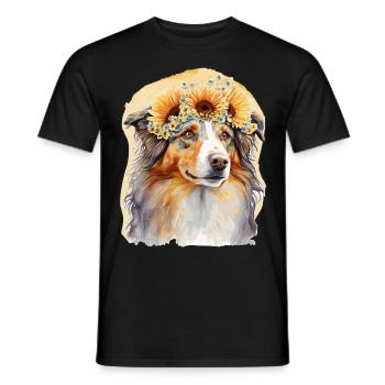 Mignon Berger Australien Berger Australien Tournesol Chien Bree - T-shirt homme - noir - Devant - AI Model Male 178 light (178cm)