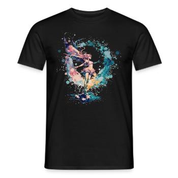Celestial Watercolor Fairy Girls Pastel Artwork - Men's T-Shirt - black - Front - AI Model Male 178 light (178cm)