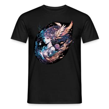 Watercolor Anime Fairy Girls Fairycore Grunge Past - Men's T-Shirt - black - Front - AI Model Male 178 light (178cm)