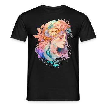 Citation de positivité de fille florale Santé mentale Awarene - T-shirt homme - noir - Devant - AI Model Male 178 light (178cm)