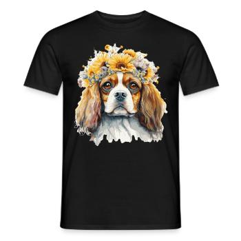 Cavalier King Charles Épagneul Race de chien de tournesol - T-shirt homme - noir - Devant - AI Model Male 178 light (178cm)