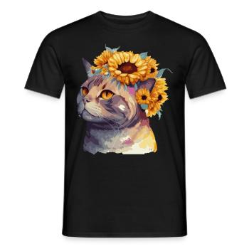 Mignon American Shorthair Sunflower Cat Breed Pet Ki - T-shirt homme - noir - Devant - AI Model Male 178 light (178cm)