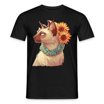 Cute Balinese Sunflower Cat Breed Pet Kitten - Men's T-Shirt - black - Front - AI Model Male 178 light (178cm)