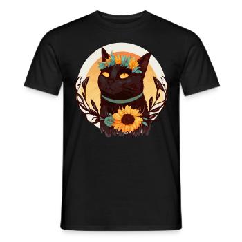 Watercolor Bombay Sunflower Cat Breed Pet Kitten - Men's T-Shirt - black - Front - AI Model Male 178 light (178cm)