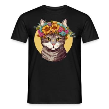 Cute American Wirehair Sunflower Cat Breed Pet Kit - Men's T-Shirt - black - Front - AI Model Male 178 light (178cm)