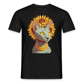 Cute Egyptian Mau Sunflower Cat Breed Pet Kitten - Men's T-Shirt - black - Front - AI Model Male 178 light (178cm)