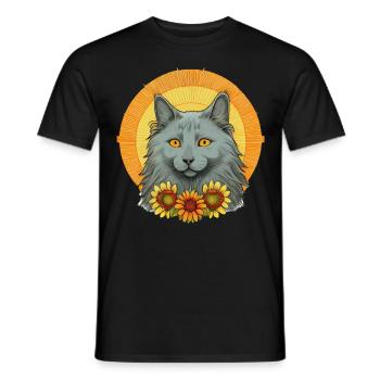 Cute Nebelung Sunflower Cat Breed Pet Kitten - Men's T-Shirt - black - Front - AI Model Male 178 light (178cm)