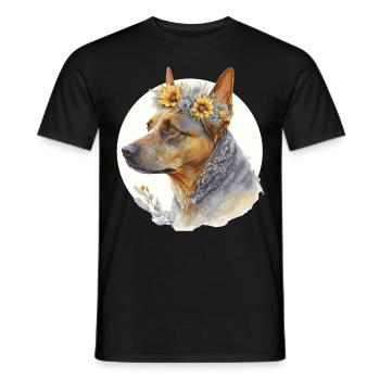 Cute Australian Cattle Sunflower Dog Breed Pet Pup - Men's T-Shirt - black - Front - AI Model Male 178 light (178cm)