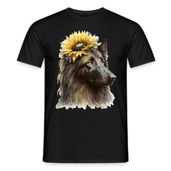 Cute Belgian Sheepdog Sunflower Dog Breed Pet Pupp - Männer T-Shirt - Schwarz - Vorne - AI Model Male 178 light (178cm)