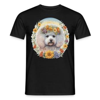 Cute Bichon Frise Sunflower Dog Breed Pet Puppy - Men's T-Shirt - black - Front - AI Model Male 178 light (178cm)