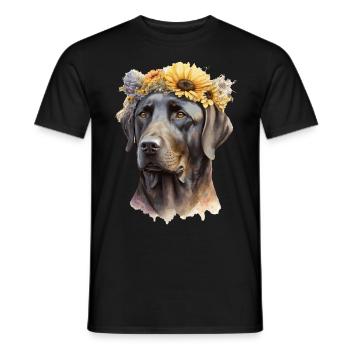 Cute Black Labrador Retriever Sunflower Dog Breed - Männer T-Shirt - Schwarz - Vorne - AI Model Male 178 light (178cm)