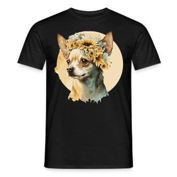 Chihuahua mignon Chien Tournesol Race Pet Chippy - T-shirt homme - noir - Devant - AI Model Male 178 light (178cm)