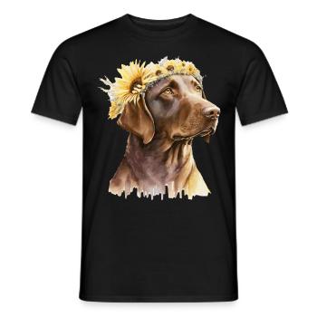 Cute Brown Labrador Retriever Sunflower Dog Breed - Men's T-Shirt - black - Front - AI Model Male 178 light (178cm)