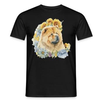 Cute Chow Chow Sunflower Dog Breed Pet Puppy - Men's T-Shirt - black - Front - AI Model Male 178 light (178cm)