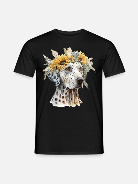 Cute Dalmatian Sunflower Dog Breed Pet Puppy - Männer T-Shirt - Schwarz