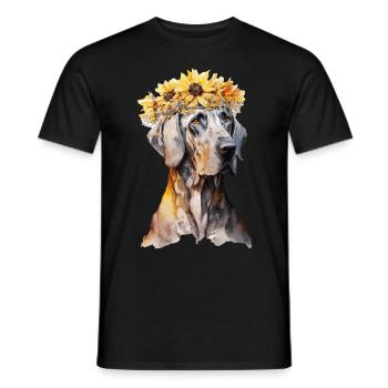 Watercolor Great Dane Sunflower Dog Breed Pet Pupp - Men's T-Shirt - black - Front - AI Model Male 178 light (178cm)