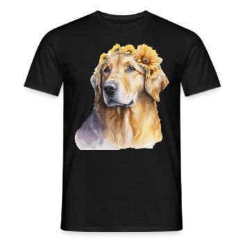 Cute Golden Retriever Sunflower Dog Breed Pet Pupp - Men's T-Shirt - black - Front - AI Model Male 178 light (178cm)