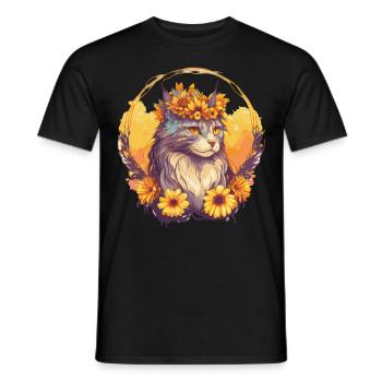 Cute Maine Coon Sunflower Cat Breed Pet Kitten - Men's T-Shirt - black - Front - AI Model Male 178 light (178cm)
