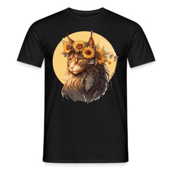 Cute Maine Coon Sunflower Cat Breed Pet Kitten - Men's T-Shirt - black - Front - AI Model Male 178 light (178cm)