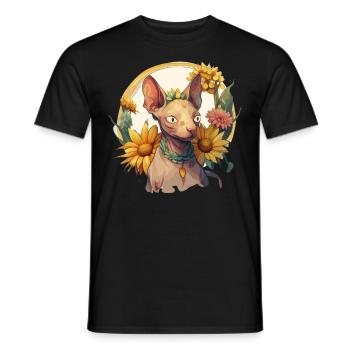 Cute Sphynx Sunflower Cat Breed Pet Kitten - Men's T-Shirt - black - Front - AI Model Male 178 light (178cm)