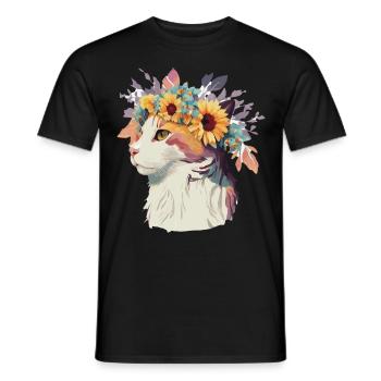 Mignon turc Van Cat Tournesol Race Pet Kitte - T-shirt homme - noir - Devant - AI Model Male 178 light (178cm)