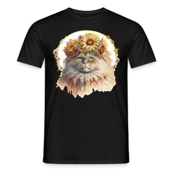 Cute Persian Sunflower Cat Breed Pet Kitten - Men's T-Shirt - black - Front - AI Model Male 178 light (178cm)