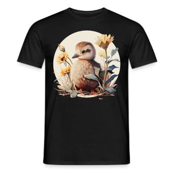 Mignon bébé canard canard tournesol aquarelle Pet D - T-shirt homme - noir - Devant - AI Model Male 178 light (178cm)