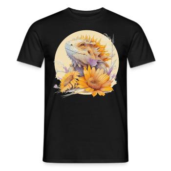 Cute Bearded Dragon Sunflower Artistic Reptile - Männer T-Shirt - Schwarz - Vorne - AI Model Male 178 light (178cm)