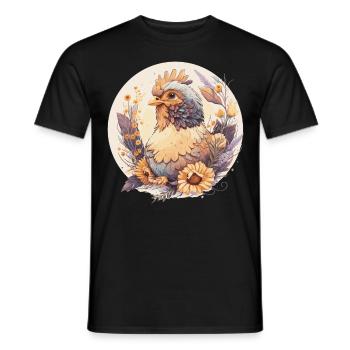 Cute Chicken Sunflower Farmer Farm Animal - Männer T-Shirt - Schwarz - Vorne - AI Model Male 178 light (178cm)