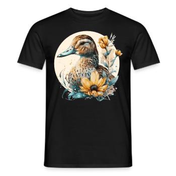 Cute Duck Sunflower Farm Animal Duck Farming - Men's T-Shirt - black - Front - AI Model Male 178 light (178cm)