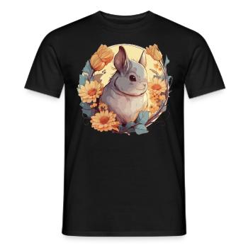 Mignon Chinchilla Tournesol Floral Aquarelle Artwor - T-shirt homme - noir - Devant - AI Model Male 178 light (178cm)