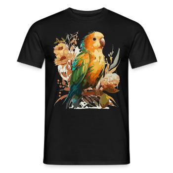 Mignon tournesol Lovebird Aquarelle Florale Perruche - T-shirt homme - noir - Devant - AI Model Male 178 light (178cm)