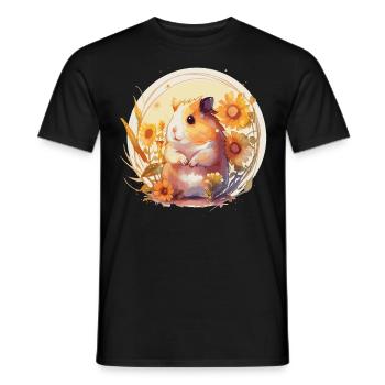 Cute Sunflower Hamster Watercolor Pet Rodent - Men's T-Shirt - black - Front - AI Model Male 178 light (178cm)