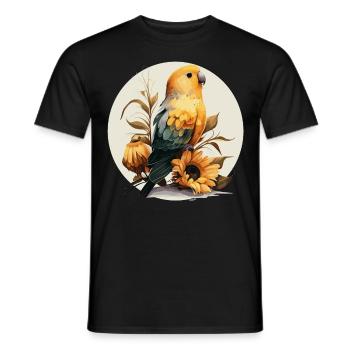 Mignon tournesol inséparable floral oiseau de compagnie observation des oiseaux - T-shirt homme - noir - Devant - AI Model Male 178 light (178cm)