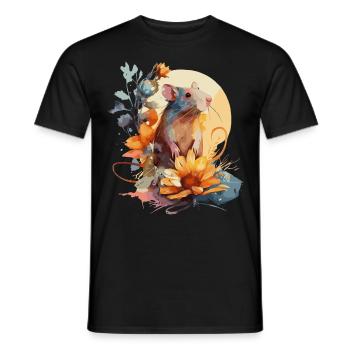 Sunflower Rat Pet Rodent Floral Rat Lover - Männer T-Shirt - Schwarz - Vorne - AI Model Male 178 light (178cm)