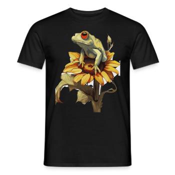 Mignon Tournesol Yeux Rouges Rainette Floral Grenouille Amour - T-shirt homme - noir - Devant - AI Model Male 178 light (178cm)