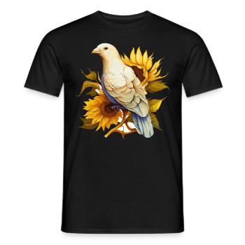 White Dove Sunflower Bird Of Peace Peaceful - Männer T-Shirt - Schwarz - Vorne - AI Model Male 178 light (178cm)