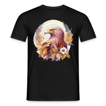 Watercolor Sunflower Eagle Floral Bird Of Prey - Men's T-Shirt - black - Front - AI Model Male 178 light (178cm)