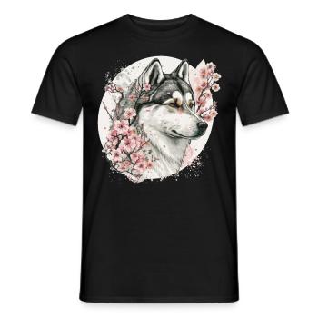 Sakura japonais Alaskan Malamute Cerisier Fleur Do - T-shirt homme - noir - Devant - AI Model Male 178 light (178cm)