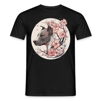 Japanese Sakura Dalmatian Cherry Blossom Watercolo - Männer T-Shirt - Schwarz - Vorne - AI Model Male 178 light (178cm)