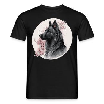 Japanese Sakura Belgian Sheepdog Cherry Blossom Do - Männer T-Shirt - Schwarz - Vorne - AI Model Male 178 light (178cm)