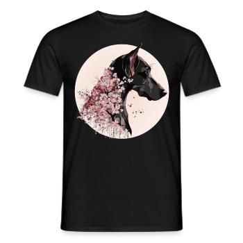 Doberman Cherry Blossom Dog Race Sakura japonais - T-shirt homme - noir - Devant - AI Model Male 178 light (178cm)