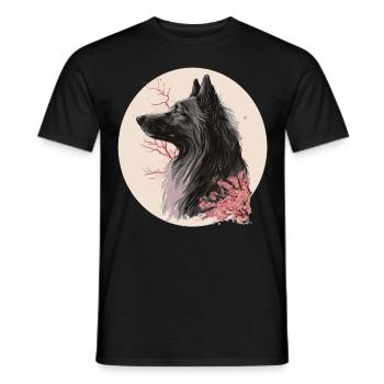 Berger belge Fleur de cerisier Race de chien Japonais - T-shirt homme - noir - Devant - AI Model Male 178 light (178cm)