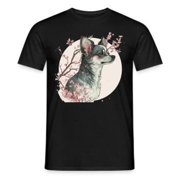 Mignon Chihuahua Fleur de cerisier Race de chien Japonais S - T-shirt homme - noir - Devant - AI Model Male 178 light (178cm)