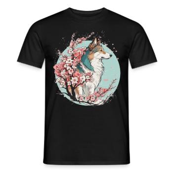 Collie Dog Cherry Blossom Dog Breed Japanese Water - T-shirt homme - noir - Devant - AI Model Male 178 light (178cm)