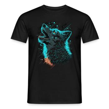 Badass Howling Wolf Wild Animal Lover - Men's T-Shirt - black - Front - AI Model Male 178 light (178cm)