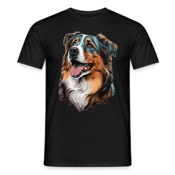 Mignon Aussie Australian Berger Chien Race Pet Love - T-shirt homme - noir - Devant - AI Model Male 178 light (178cm)